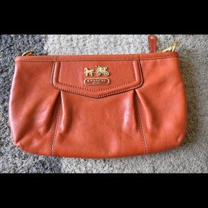 COACH Madison Leather Wristlet Terracotta Orange